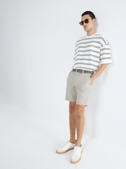 River Island Beige Belted Core Decal Chino Shorts - Image 2 of 4