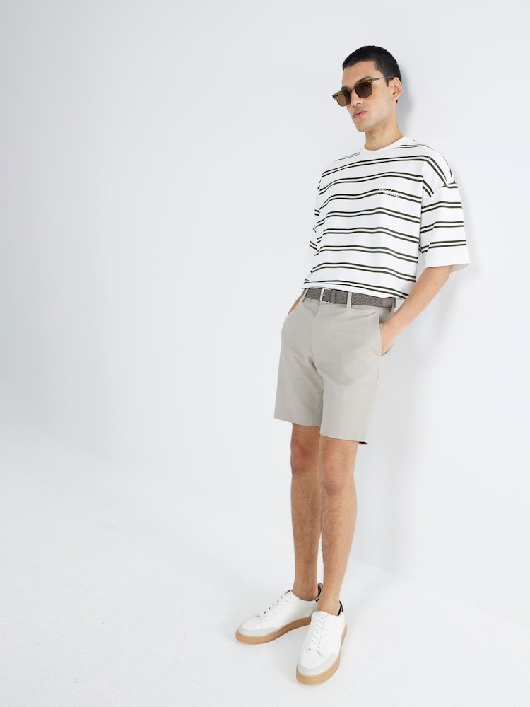River Island Beige Belted Core Decal Chino Shorts - Image 2 of 4
