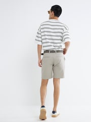 River Island Beige Belted Core Decal Chino Shorts - Image 3 of 4