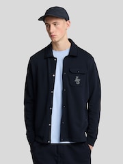 Lyle & Scott Blue 100% Cotton Emblem Loopback Collared Track Jacket - Image 1 of 5
