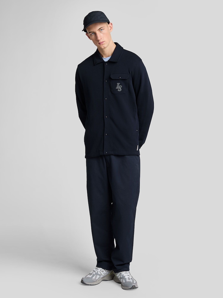 Lyle & Scott Blue 100% Cotton Emblem Loopback Collared Track Jacket - Image 2 of 5
