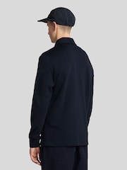 Lyle & Scott Blue 100% Cotton Emblem Loopback Collared Track Jacket - Image 3 of 5