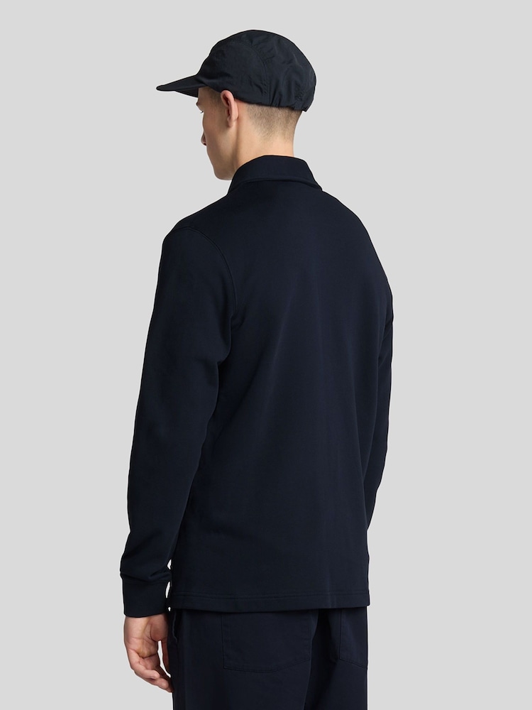 Lyle & Scott Blue 100% Cotton Emblem Loopback Collared Track Jacket - Image 3 of 5