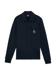 Lyle & Scott Blue 100% Cotton Emblem Loopback Collared Track Jacket - Image 5 of 5