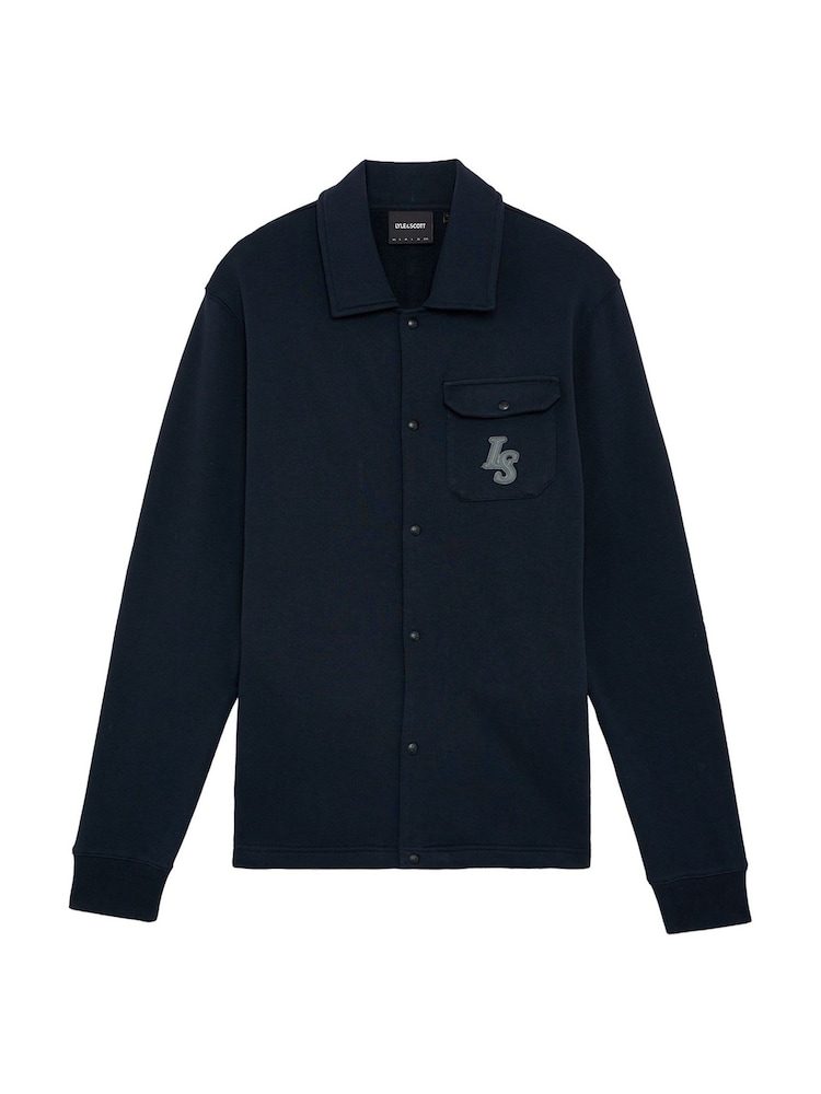 Lyle & Scott Blue 100% Cotton Emblem Loopback Collared Track Jacket - Image 5 of 5