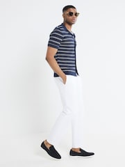 River Island Blue 100% Cotton Short Sleeve Marine Textured Shirt - Image 2 of 4