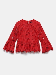 Mint Velvet Red Floral Applique Top - Image 6 of 8