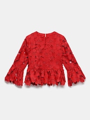 Mint Velvet Red Floral Applique Top - Image 7 of 8
