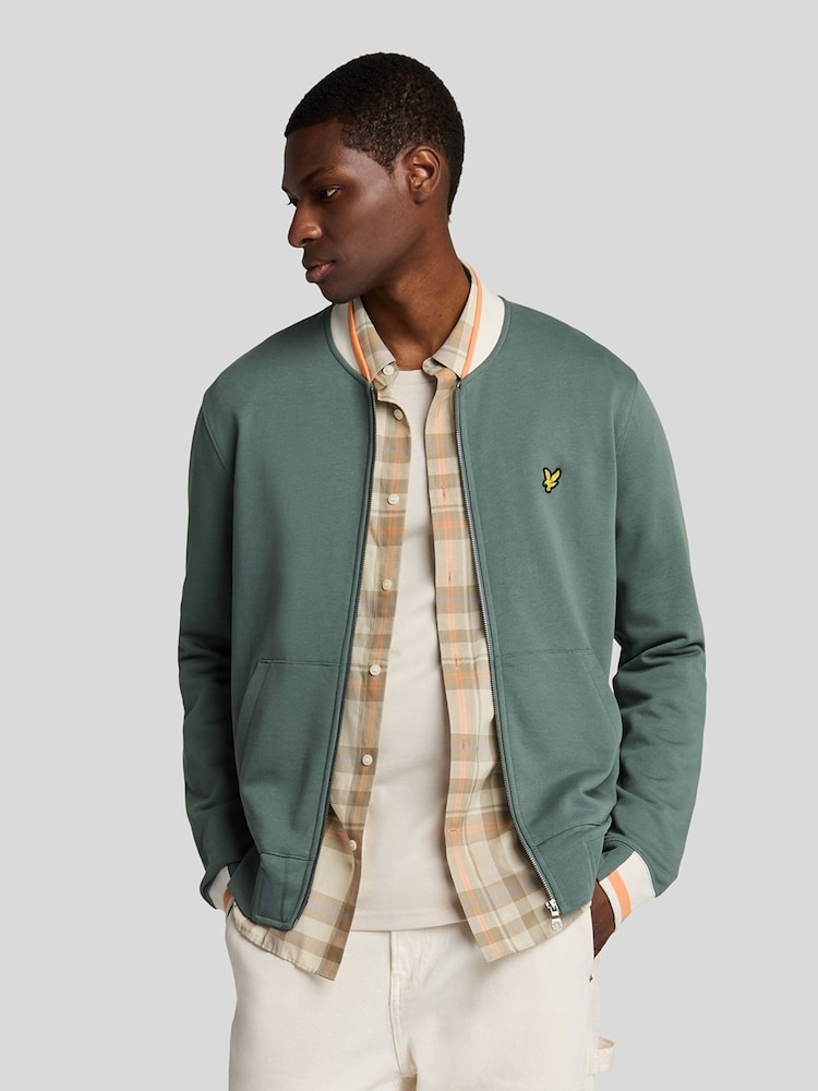 Lyle & Scott 100bomber % algodão Jersey com ponta meia Jacket - Imagem 1 de 5