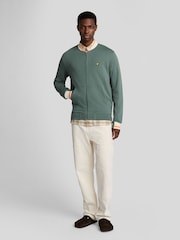 Lyle & Scott 100bomber % algodão Jersey com ponta meia Jacket - Imagem 4 de 5