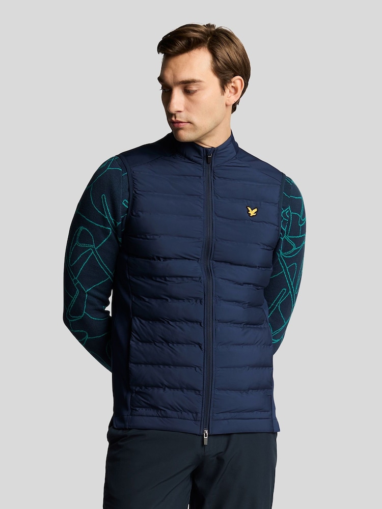 Lyle & Scott Blue Hybrid Quilted Golf Gilet - Image 1 of 5