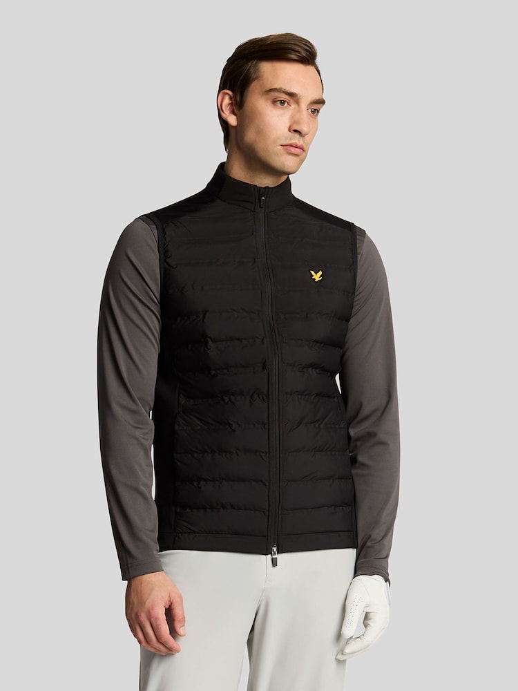 Lyle & Scott Black Hybrid Quilted Golf Gilet - Image 1 of 5