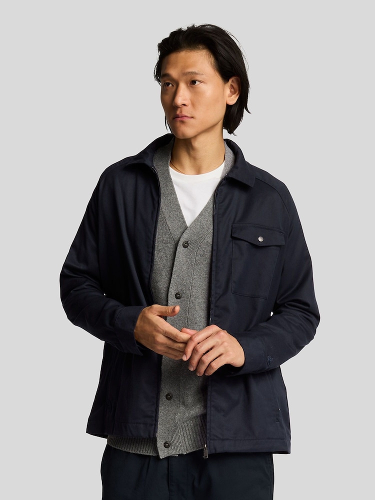 Lyle & Scott Blue Tailored Zip Through Overshirt - Image 1 of 5
