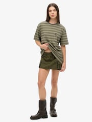 Superdry Black Oversized 100% Cotton Textured Stripe Pocket T-Shirt - Image 2 of 6