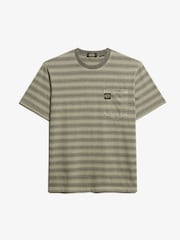 Superdry Black Oversized 100% Cotton Textured Stripe Pocket T-Shirt - Image 4 of 6