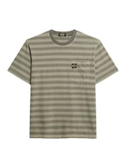 Superdry Black Oversized 100% Cotton Textured Stripe Pocket T-Shirt - Image 5 of 6