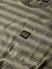 Superdry Black Oversized 100% Cotton Textured Stripe Pocket T-Shirt - Image 6 of 6
