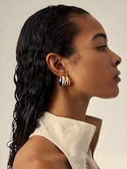 Missoma Gold Tone Small Sculptural Chubby Dome Hoop Earrings - Image 5 of 6
