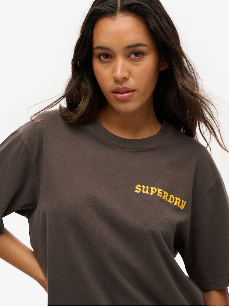 Superdry Black Oversized Tattoo Graphic Print 100% Cotton T-Shirt - Image 3 of 3