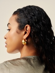 Missoma Gold Tone Medium Sculptural Chubby Dome Hoop Earrings - Image 6 of 7