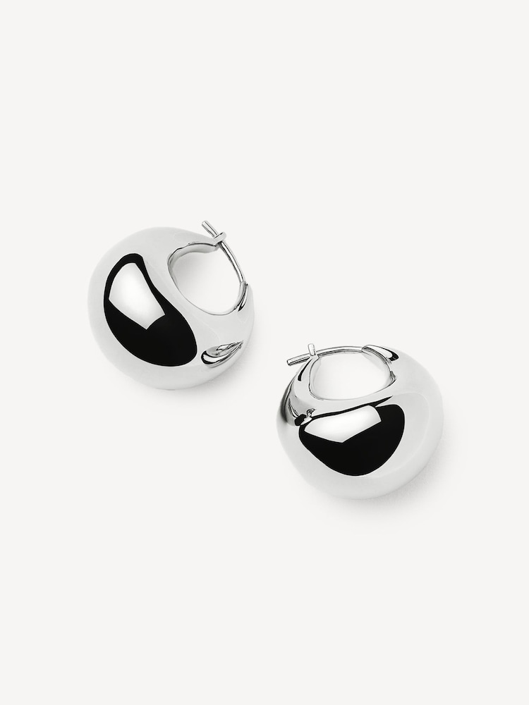 Missoma Silver Tone Mini Sculptural Volume Hoop Earrings - Image 1 of 4