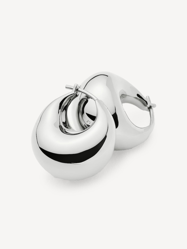 Missoma Silver Tone Mini Sculptural Volume Hoop Earrings - Image 2 of 4