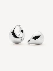 Missoma Silver Tone Mini Sculptural Volume Hoop Earrings - Image 3 of 4