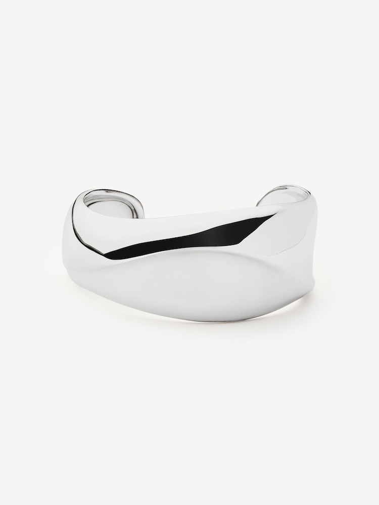 Missoma Silver Tone Sculptural Ridge Molten Cuff Bracelet - Image 1 of 5