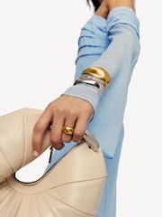 Missoma Silver Tone Sculptural Ridge Molten Cuff Bracelet - Image 4 of 5