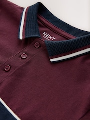 Rdečkasta/mornarsko modra - Polo majica z dolgimi rokavi z izrazitim barvnim vzorcem (3-16let) - Slika 3 iz 4