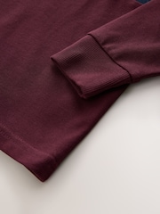 Rdečkasta/mornarsko modra - Polo majica z dolgimi rokavi z izrazitim barvnim vzorcem (3-16let) - Slika 4 iz 4