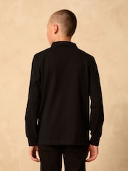 Black Zip Neck Textured Long Sleeve Polo Shirt (3-16yrs) - Image 3 of 4