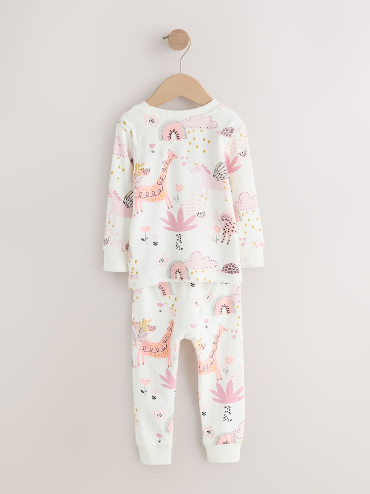 Ecru/Pink Unicorn Snuggle Pyjamas 3 Pack (9mths-10yrs) - Image 2 of 7 Ecru/Pink Unicorn Snuggle Pyjamas 3 Pack (9mths-10yrs) - Image 2 of 7