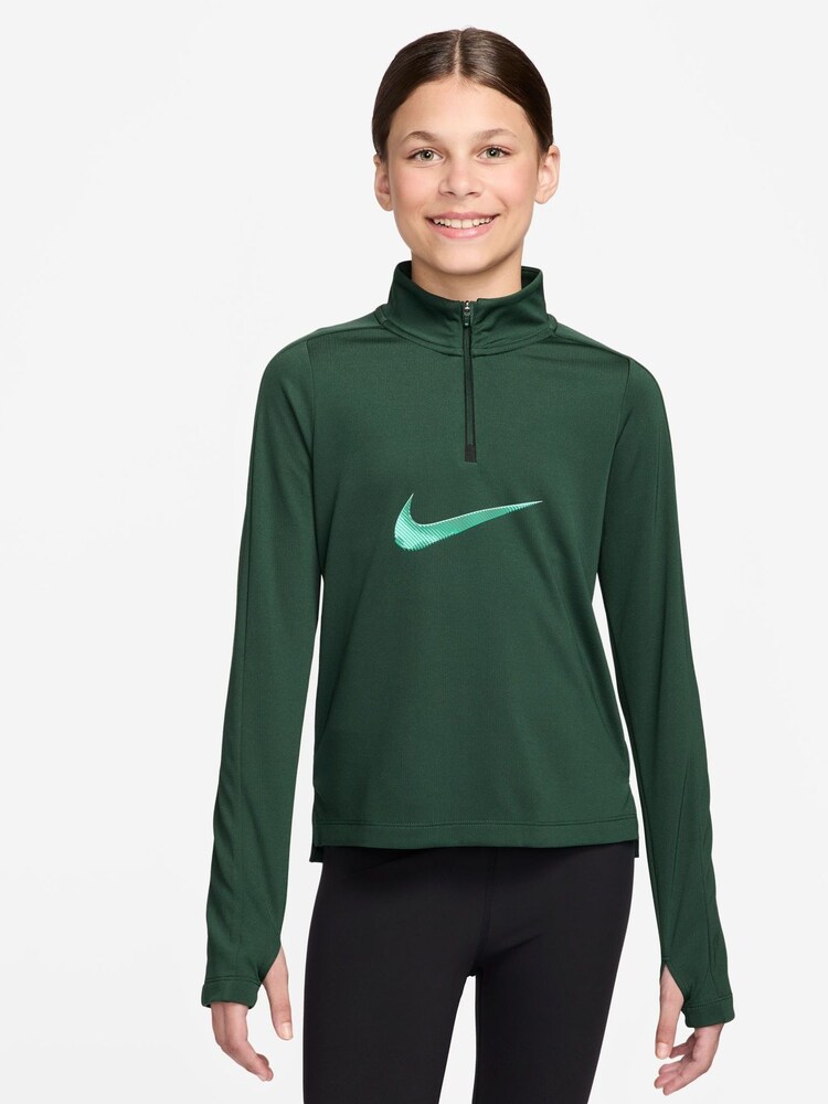 Nike Fir Green Pro Dri-FIT Veneer Printed Swoosh Half Zip Sweatshirt - Image 1 of 3