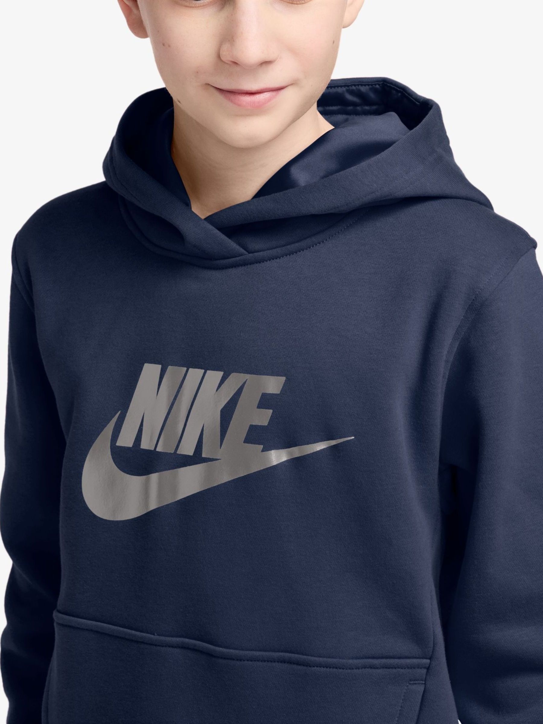 nike men's sportswear club fleece hoodie midnight navy