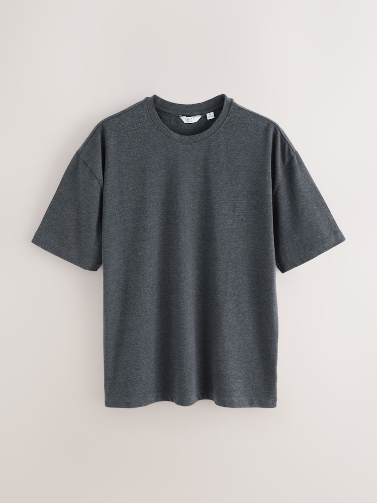 Grey Dark Marl Relaxed Fit Heavyweight T-Shirt - Image 1 of 3 Grey Dark Marl Relaxed Fit Heavyweight T-Shirt - Image 1 of 3