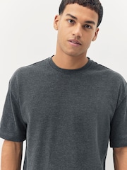 Grey Dark Marl Relaxed Fit Heavyweight T-Shirt - Image 4 of 7