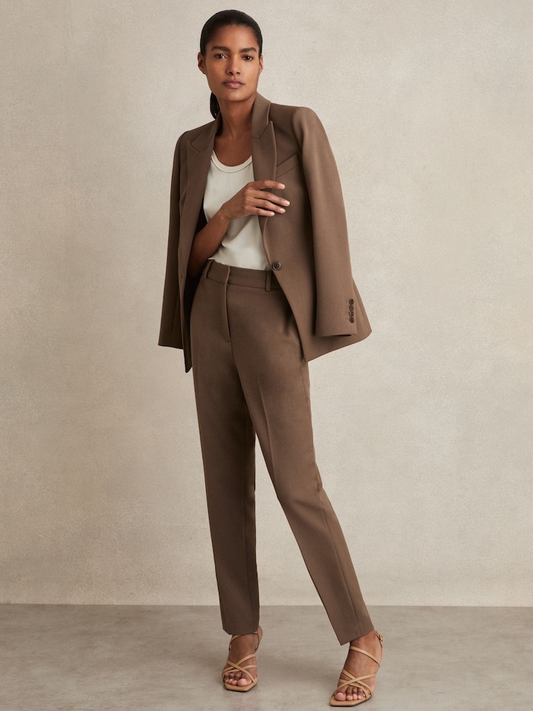 Reiss Mink Neutral Gabi Tailored Single Breasted Suit Blazer - Image 1 of 7