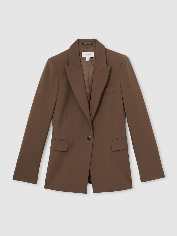 Reiss Mink Neutral Gabi Tailored Single Breasted Suit Blazer - Image 2 of 7