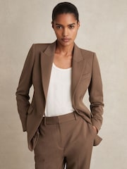 Reiss Mink Neutral Gabi Tailored Single Breasted Suit Blazer - Image 3 of 7