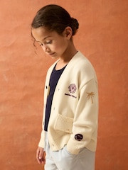 Reiss Off White Vedra 9-13 yrs SmileyWorld | Reiss Embroidery Cardigan Unisex Fit - Image 3 of 8