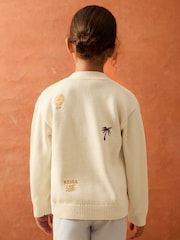 Reiss Off White Vedra 9-13 yrs SmileyWorld | Reiss Embroidery Cardigan Unisex Fit - Image 5 of 8