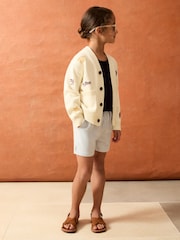 Reiss Off White Vedra 9-13 yrs SmileyWorld | Reiss Embroidery Cardigan Unisex Fit - Image 7 of 8