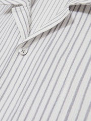 Reiss White/Soft Blue Max Textured Stripe Cuban Collar Shirt - Image 6 of 6