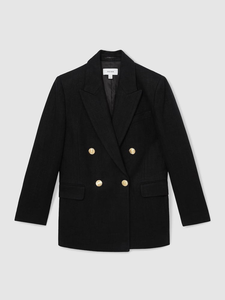 Reiss Eden Oversized Double-Breasted Blazer Linen-Blend - Imagen 2 de 7