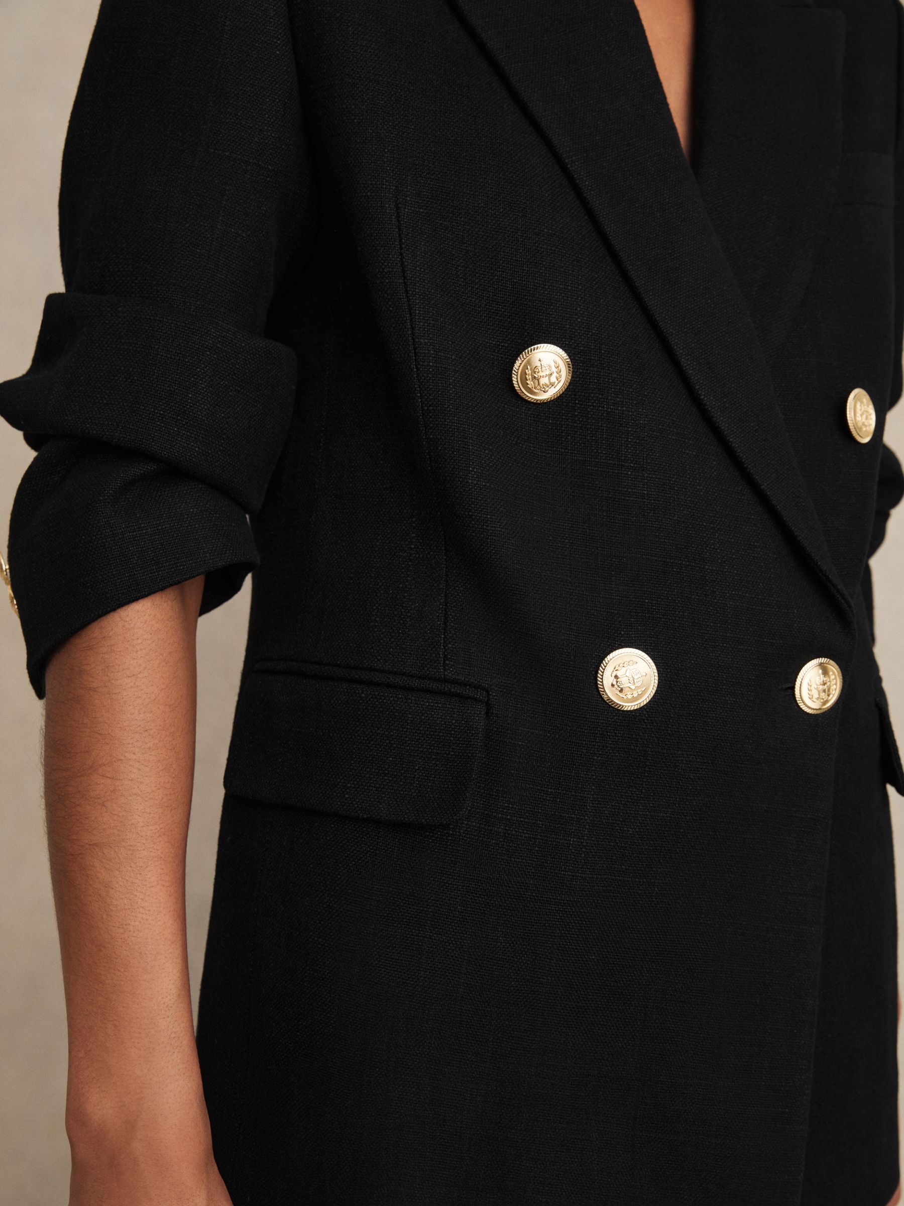 【海外限定】REISSブレザー☆Eden Oversized Double-Breasted Li Buy Reiss Black Eden Oversized Double-Breasted Blazer Linen