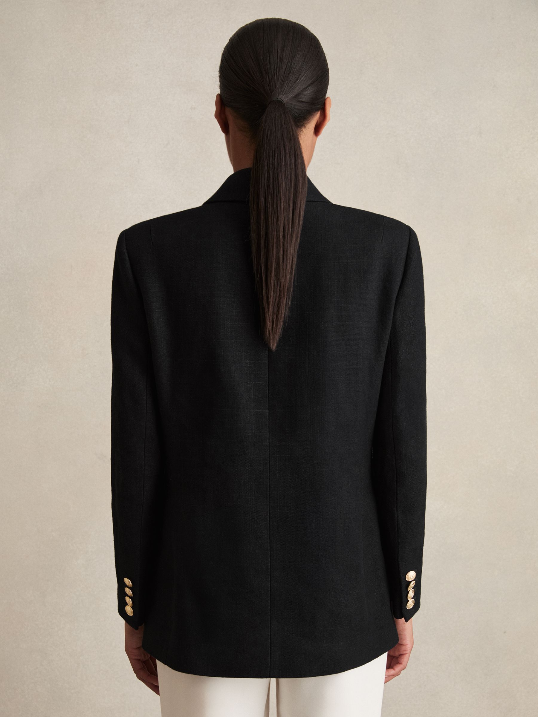 【海外限定】REISSブレザー☆Eden Oversized Double-Breasted Li Buy Reiss Black Eden Oversized Double-Breasted Blazer Linen