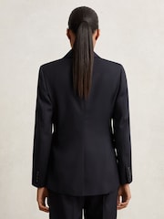 Reiss Navy Haisley Wool Blend Double Breasted Suit Blazer - Image 5 of 7