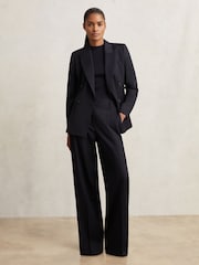 Reiss Navy Haisley Wool Blend Double Breasted Suit Blazer - Image 6 of 7
