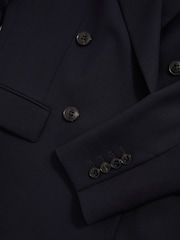 Reiss Navy Haisley Wool Blend Double Breasted Suit Blazer - Image 7 of 7